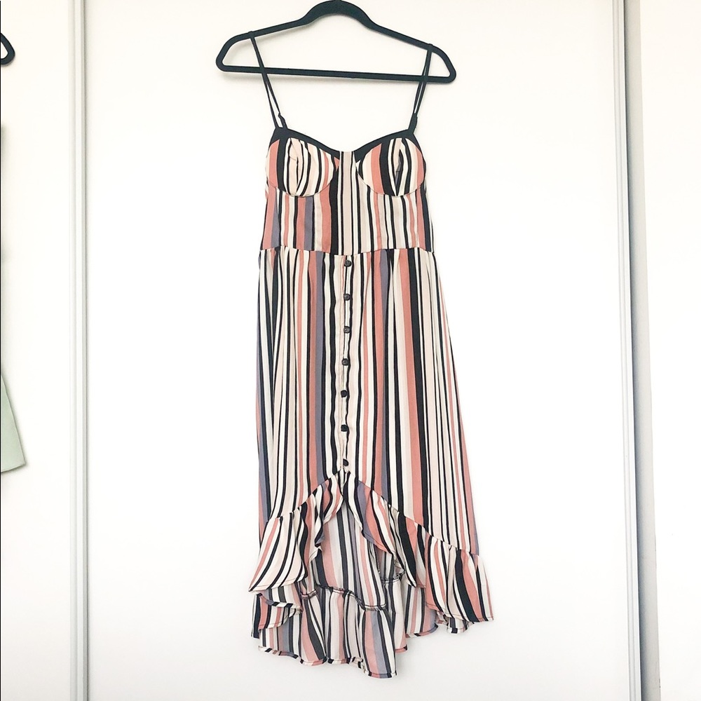 Striped bustier high low dress